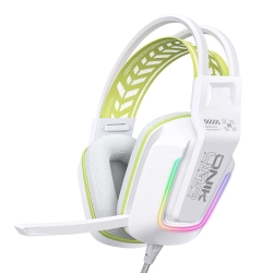 CHSSHA00 RGB Wired Gaming Headset | USB + 3.5 Female | RGB Lighting | Noise Cancelling Gaming Headset | Built-In Control Mic (White)