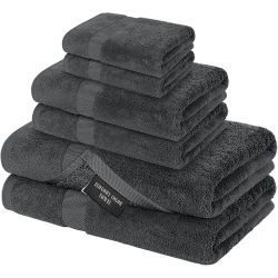 CANADIAN LINEN Economy Bathroom Towel Set, 6 Pack: 2 Bath Towels 2 Hand Towels 2 Washcloths, 100% Cotton Soft Absorbent Light Weight Multipurpose