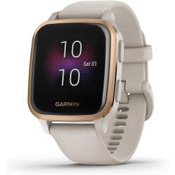 GARMIN Refurbished (Good) Venu Sq Smartwatch With Heart Rate Monitor, Large - Light Gold Aluminum Bezel With Case In White