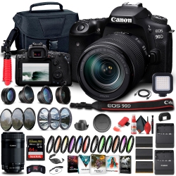 CANON INTL. Canon Eos 90D Camera W/ 18-135MM And Ef-S 55-250MM Lenses - Advanced Bundle