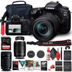 CANON INTL. Canon Eos 90D Camera W/ 18-135MM And Canon Ef-S 55-250MM Lenses - Basic Bundle