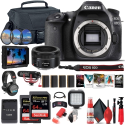 CANON Eos 80D Dslr Camera (1263C004) + 4K Monitor + Ef 50MM + More