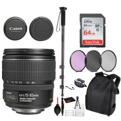 CANON Ef-S 15-85MM F/3.5-5.6 Is Usm Lens (3560B002) Essential Bundle for Eos - International Model No Warranty