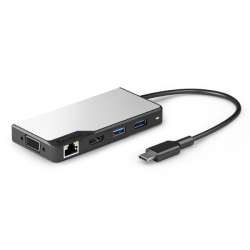 ALOGIC Hub 6-In-1 USB-C 2X USB-A 3.1 HDMI 4K Ultra HD VGA Rj45 Gigabit USB-C 100W Power Pass Through Fusion Max - Space In Grey
