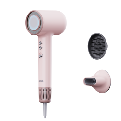 MERA Bi-Ionic High Speed Self Cleaning Hair Dryer Mhdb01 - Coral - 1400 Watts \w Multi-Color Light Heat Indicator, Low Noise 65 Db, Safe Mode \w