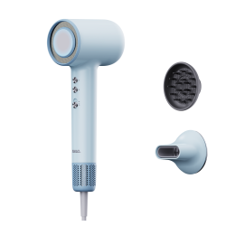 MERA Bi-Ionic High Speed Self Cleaning Hair Dryer Mhdb01 - Mist - 1400 Watts \w Multi-Color Light Heat Indicator, Low Noise 65 Db, Safe Mode \w