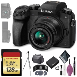 PANASONIC Lumix Dmc-G7 Mirrorless Micro Four Thirds Digital Camera W/ 14-42MM Lens (Black) - 128GB - Battery X2 - 72" Tripod Outdoor Bundle