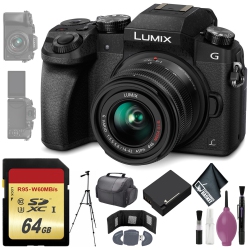 PANASONIC Lumix Dmc-G7 Mirrorless Micro Four Thirds Digital Camera W/ 14-42MM Lens (Black) - 64GB - Memory Card Wallet Pro Bundle