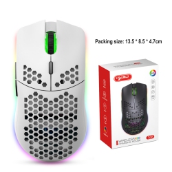 THE WAY Hole Mouse RGB Illuminated Macro Programming Gaming Mouse 6-Button Built-In Light-T66 RGB Rechargeable Version 2.4Ghz Wireless Transmission