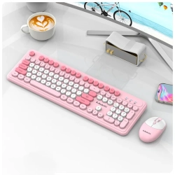 THE WAY Wireless Keyboard And Mouse Set, Fashionable Punk Style, Desktop Computer, Notebook, Office Business, 2.4G Wireless Transmission - Wk200