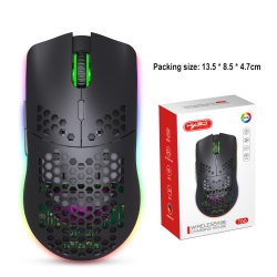 THE WAY Hole Mouse RGB Illuminated Macro Programming Gaming Mouse 6-Button Built-In Light-T66 RGB Rechargeable Edition 2.4Ghz Wireless Transmission