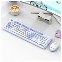 THE WAY Wireless Keyboard And Mouse Set Fashion Punk Desktop Computer Notebook Office Business-Wk200 Wireless Keyboard + Mouse (Blue)
