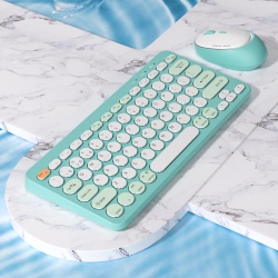 THE WAY Wireless Rechargeable Three-Mode Wireless Keyboard And Mouse Set Tablet Mobile Phone Notebook Android Set-626 Set (Tiffany Blue)