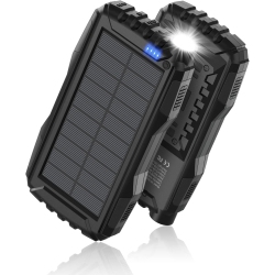 MREGB 42800Mah Solar Power Bank – Fast Charging, Portable Charger With Flashlight (Black)