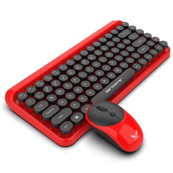 THE WAY 2.4G Wireless Keyboard And Mouse Punk Retro Dot Dot Keyboard Office Notebook Wireless Keyboard And Mouse Set - In Red