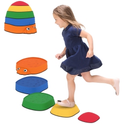 QABA Ladybug Balance Stepping Stones for Kids, 5PCs Non-Slip Balance River Stones for Promoting Coordination And Strength, Outdoor & Indoor Obstacle