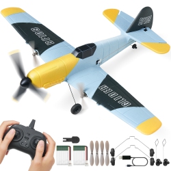 VEVOR 2.4Ghz Rc Plane, 3 Channel Remote Control Airplane \w 6-Axis Gyro Stabilizer, Fighter Aircraft Plane Toy \w 2 Batteries, Easy to Fly Rc Glider