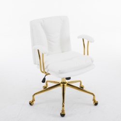 KARL HOME 24" W Swivel Upholstered Pu Office Chair In White