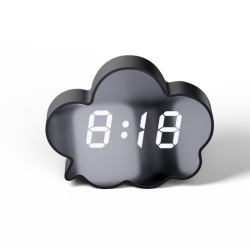 THE WAY Cloud Mirror Clock Bedroom Living Room Intelligent Voice-Controlled Induction Cloud Fun Snooze Alarm Clock - In Black