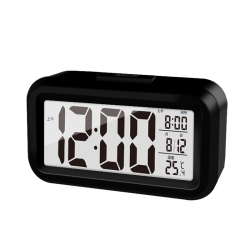 THE WAY Electronic Clock Desktop Lcd Digital Alarm Clock Backlight Snooze Silent Calendar Desktop - In Black