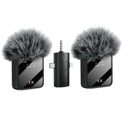 MYACUC 3-In-1 Wireless Lavalier Microphone, Portable Mini Microphone With Hair Ball Suitable for Live Broadcast, Video Conferencing