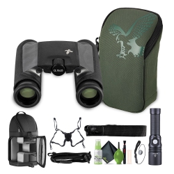 SWAROVSKI 10X25 Cl Pocket Binoculars Anthracite Wild Nature Bundle