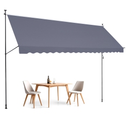 VEVOR 178X47" Patio Awning Retractable, Awning Sunshade Shelter \w Manual Crank Handle, Patio Canopy Sunsetter Deck, Adjustable Height 86-22In, For