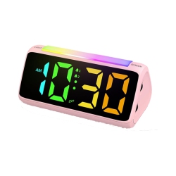 THE WAY RGB Colorful Atmosphere Light Clock Night Light Alarm Clock Led Electronic Clock With Night Light Large Display And Snooze Function - In Pink