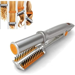 MYACUC 2 In 1 Hair Curler And Straightener, Portable Rotary Hair Curler, Hair Styling Tool for Curling And Straightening Hair