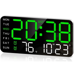 MYACUC 8.4"large Digital Wall Clock, Led Alarm Clock With Big Digits, Date, Temperature, Dst, Modern Decor Design for Desk