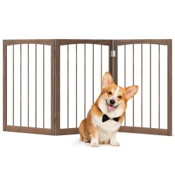 GYMAX 30" Tall Wooden Pet Fence for Indoor House Doorway Hallway Stairs Porch