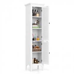 SLICKBLUE Tall Bathroom Floor Cabinet With Shutter Doors And Adjustable Interior Shelf