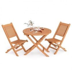 SLICKBLUE Outdoor Bistro Set With Slatted Seats And Tabletop, Ideal for Patio Or Backyard