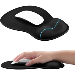 OECECA E Ergonomic Mouse Pad \w Gel Wrist Rest Support Middle Concave Design Gaming Mousepad for Pain Relief, Non-Slip Base Mat Computer Desk
