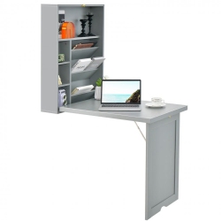 SLICKBLUE Wall Mounted Fold-Out Desk, Convertible Floating Workstation for Small Spaces