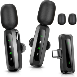 VECELOLIBILIS USB C Wireless Lavalier Microphone for Iphone 15-16 /android Phone, Mini Microphone for Video Recording, Clip On Lapel Mics For