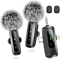 VECELOLIBILIS USB C Wireless Lavalier Microphone for Iphone 15-16 /android Phone, Mini Microphone for Video Recording, Clip On Lapel Mics For