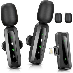 VECELOLIBILIS USB C Wireless Lavalier Microphone for Iphone 15-16 /android Phone, Mini Microphone for Video Recording, Clip On Lapel Mics For