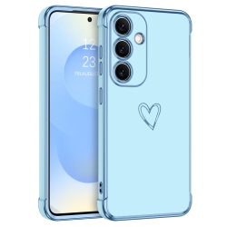 HLD Case for Samsung Galaxy S25 Cute Heart Pattern Plating Cover for Women Girls Soft Tpu \w Camera & 4 Corners Shockproof Protection Slim Phone Case