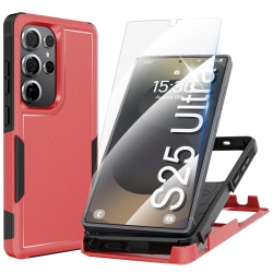 HLD Samsung Galaxy S25 Ultra Case, \w 1X Tempered Glass Screen Protector, Heavy Duty 360° Full Body Shockproof And Drop-Proof, Soft Tpu & Hard PC