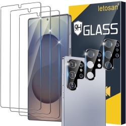 HLD 3+3 Pack for Samsung Galaxy S25 Ultra Screen Protector, 9H Tempered Glass, Fingerprint Compatible, HD Clear Case Friendly for Samsung S25 Ultra