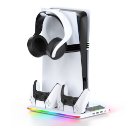 THE WAY Ps5/slim/pro Game Console Universal Cooling Fan Base RGB Light Ps5 Handle Charger Headphone Hanger