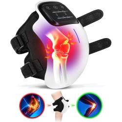 MYACUC Cordless Knee Massager \w Heat, Red Light Massage for Knee Pain Relief, Infrared Heat & Vibration, Portable Wireless Knee Heating Massager \w Led