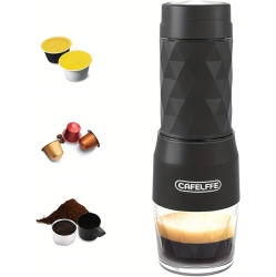 CHSSHA00 3 In 1 Manual Espresso Machine, Compatible \w Nes Original Capsule, Dg Pods & Ground Coffee, Suitable for Hiking, Fishing, Camping, Backpacking