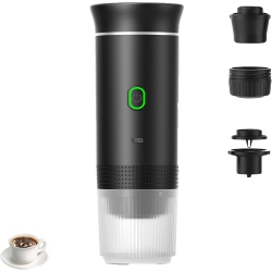 CHSSHA00 Portable Espresso Machine, Portable Coffee Maker for Travel, Rechargeable Car Coffee Maker Self-Heating/cold Brew (Black)