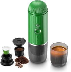 CHSSHA00 Portable Electric Espresso Coffee Maker, Travel Car Hiking, Fast Self-Heating 2 In 1 Extraction System Espresso Machine, Support Ground