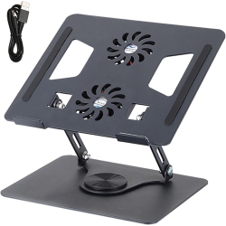 GREEN SCENIC Laptop Stand \w Dual Cooling Fans, 360° Rotating Aluminum Alloy Steel Computer Stand for Laptops \w Non-Slip Pads to Help Heat