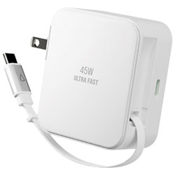 LBT 45W USB Type-C PD Wall Charger with Built-In Retractable Cable (LBTPD20W)