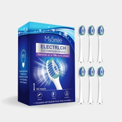 MYSMILE Elite Sonic Toothbrush Replacement Heads (6 Heads, White)