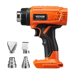 VEVOR 1022℉ Heat Cordless Heat Gun, Hot Air Gun Compatible \w Dewalt 20V Lithium Batteries, Led Light, 6 Temp & 4 Nozzles, Ideal for Shrink